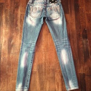 Women’s Juniors Miss Me Skinny Jeans Sz 24 Bling